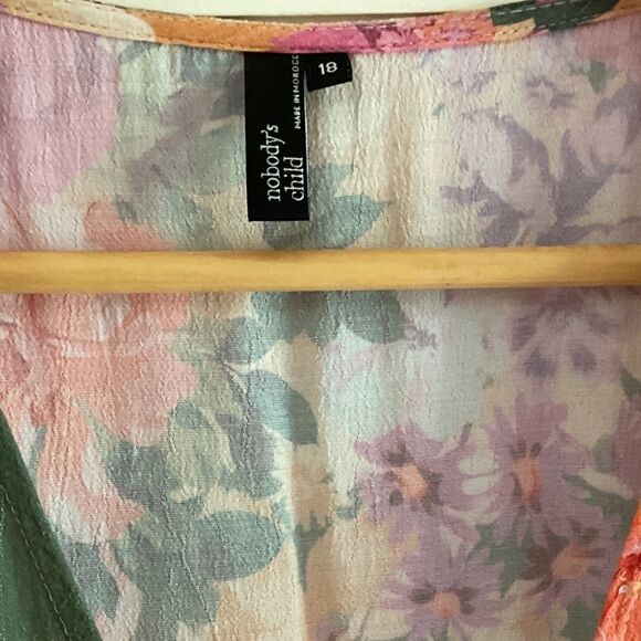 Faux WRAP MIDI FLORAL SUMMER DRESS VISCOSE 100% size US 14 - Picture 5 of 14